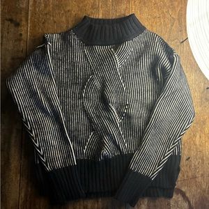 Suno Black and white cable sweater